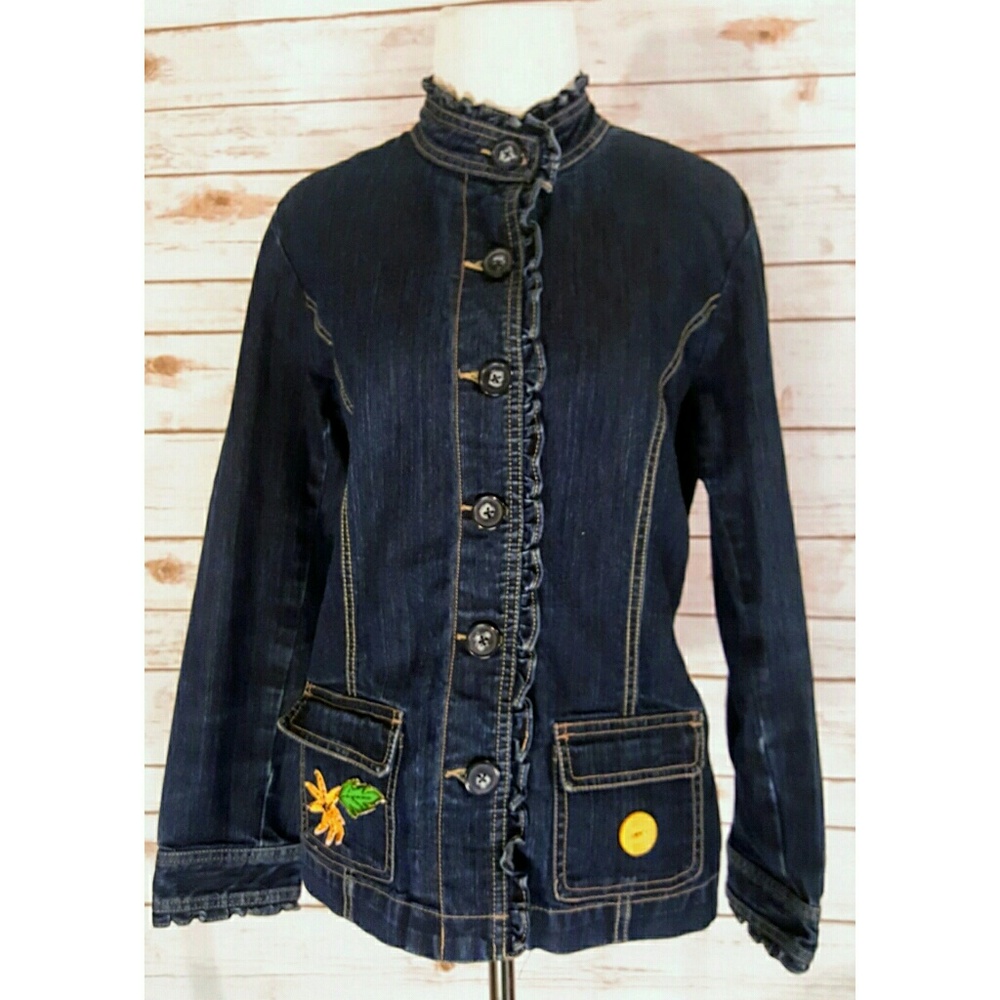 Laura Scott Dark Wash Denim Jean Jacket